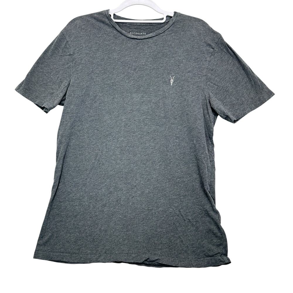 Allsaints T Shirt Mens Sz M Embroidered Logo Gray